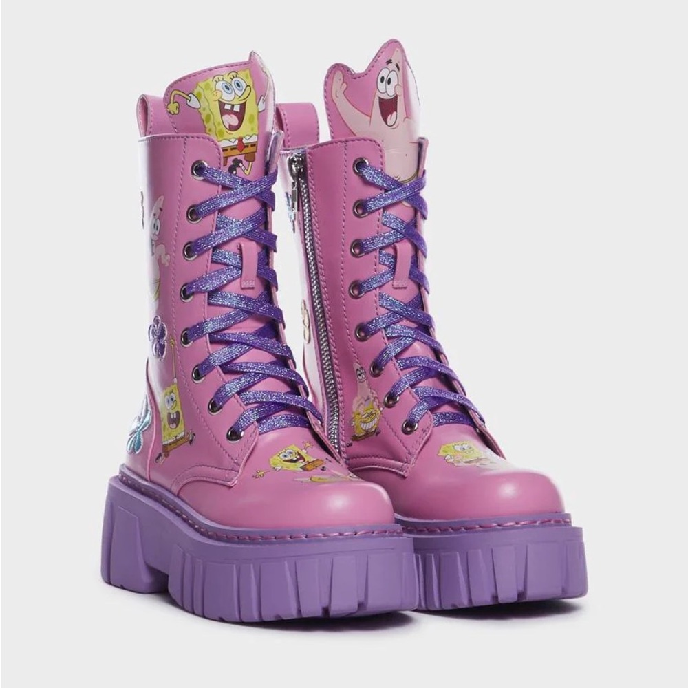Brand New Dolls Kill x SpongeBob Combat Boots